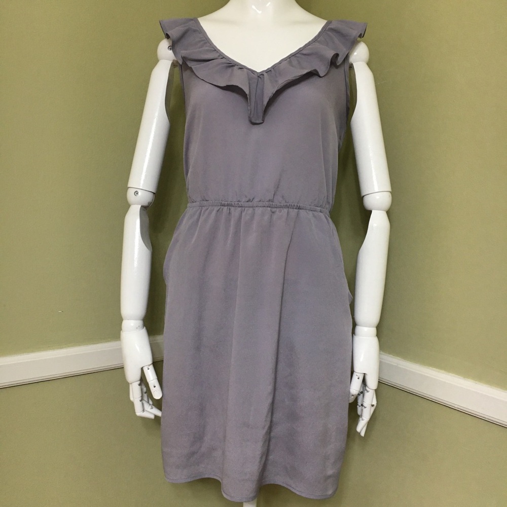 Lush Open Back Ruffle Tank Dress with Pockets